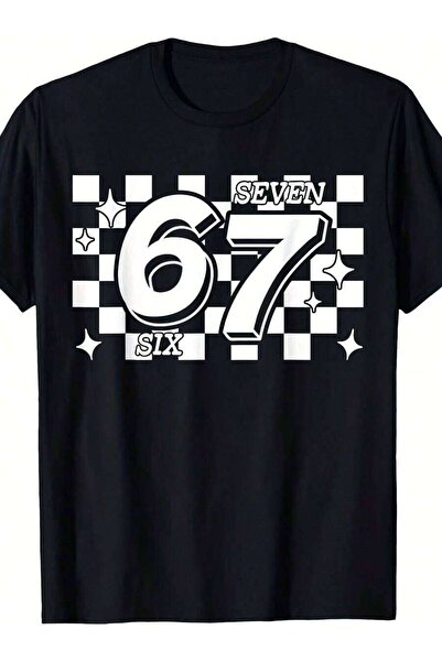 45 BPM تي شيرت Checkered Six Seven Meme Gen Alpha Slang بطباعة الأرقام 6 و 7 ...