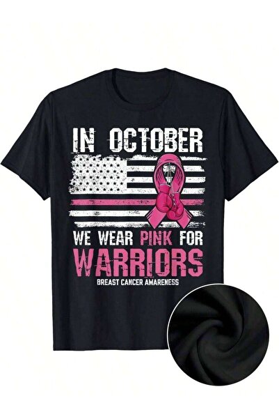 NOURAM تي شيرت رجالي من We Pink For Warriors Awareness لشهر أكتوبر، تي شيرت ك...
