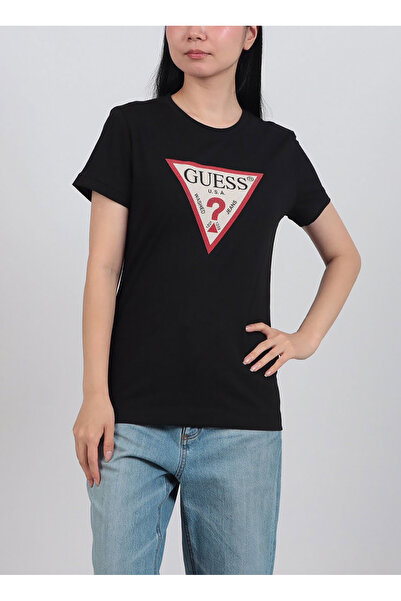 Guess Black Women's Crew Neck Slim Fit T-Shirt W6Yi54K4870-Jblk