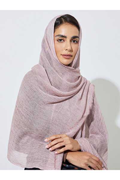Amirah By Styli Burgundy Frayed Edge Crinkle Hijab