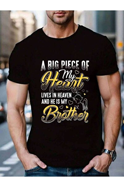 45 BPM 100% Cotton Brother T Shirt Big Piece Of My Heart Lives In Heaven Men'...
