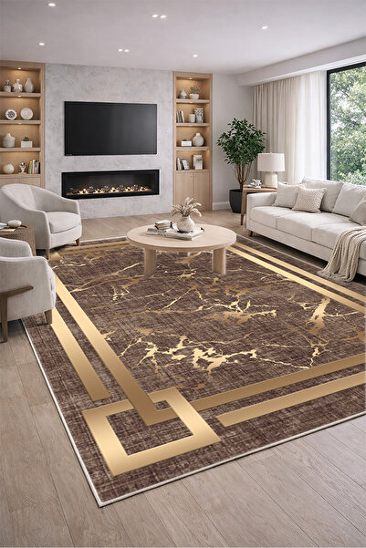 Lioara Home Modern Klasik Desen Dijital Baskı Halı | Yıkanabilir Kaymaz Taban...