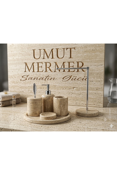 umut mermer Traverten 6lı banyo seti