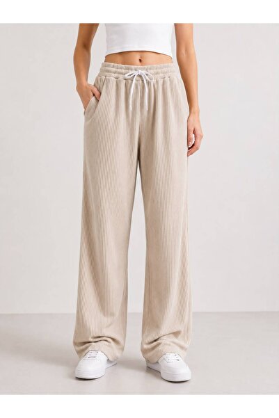 Miyalon Women's High Waist Summer Wide Leg Pants with Pockets and White Stripes