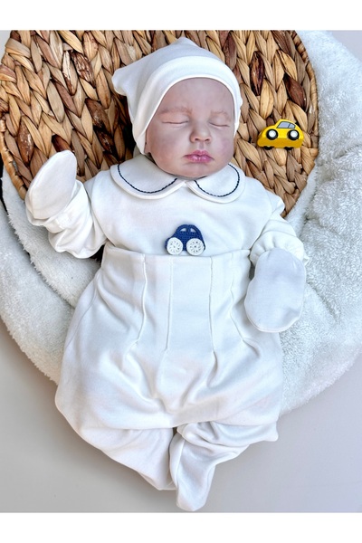 Mama Miel Baby مجموعة من 4 قطع مصنوعة يدويًا بتفاصيل مستوحاة من السيارات، لون...