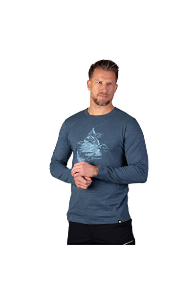 NORTHFINDER TR-5074OR tricou bărbătesc din bumbac organic slub EUSTAC, Albastru