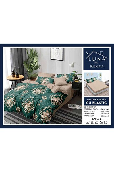 Pucioasa Lenjerie de Pat Finet Gros 6 Piese Cearceaf cu Elastic 180x200 cm