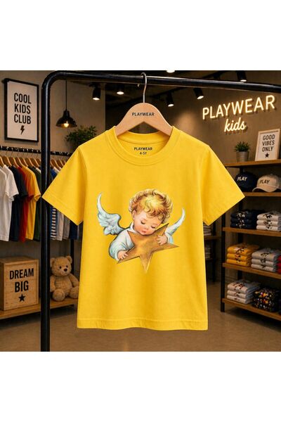 playwear Baby Angel Printed 100% Kids Unisex T-Shirt 5 6 -7 8-9 10 -11 12 Yea...