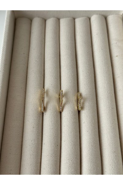 Moss Aksesuar Triple Star Earrings with Single Row of Stones