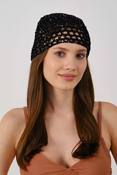 C&City Perforated Summer Knitted Beanie Y8256 Black