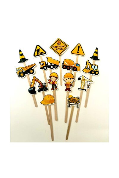 DecoParty Set de decor pentru tort – Tematică utilaje de construcții, 15 pies...