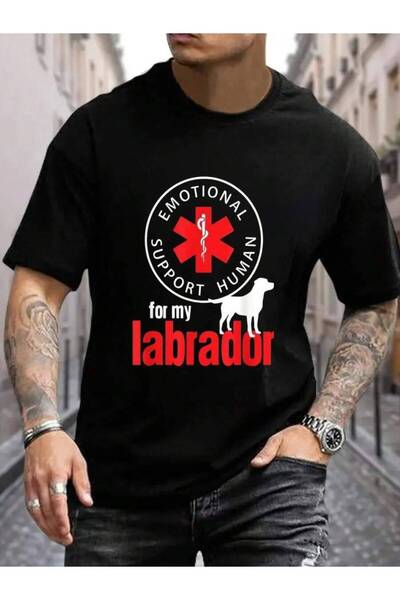 23ERVA 100% Cotton Human For My Labrador - Dog Lover Shirt Men's Black Vacati...