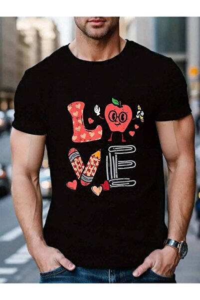 23ERVA تي شيرت صيفي جديد 100% قطن بتصميم عيد الحب وتفاحة ريترو للمدرسة ومرحلة...