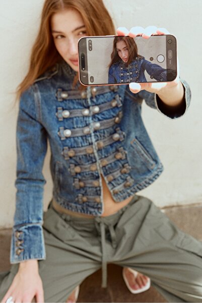 Stradivarius %100 pamuklu düğmeli denim ceket