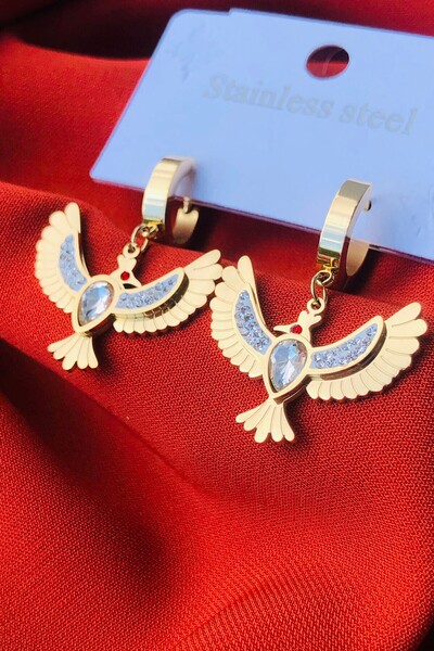 Sekiz2 Gold Women's Stainless Steel Earrings 316L