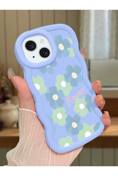 Hontinga iPhone 13 Compatible Case Camera Protector Blue Silicone Couple Phon...