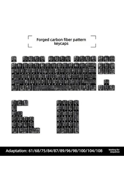 Choice1 SidePrint Black(opp) Black Carbon Fiber Texture Keycaps Transparent R...