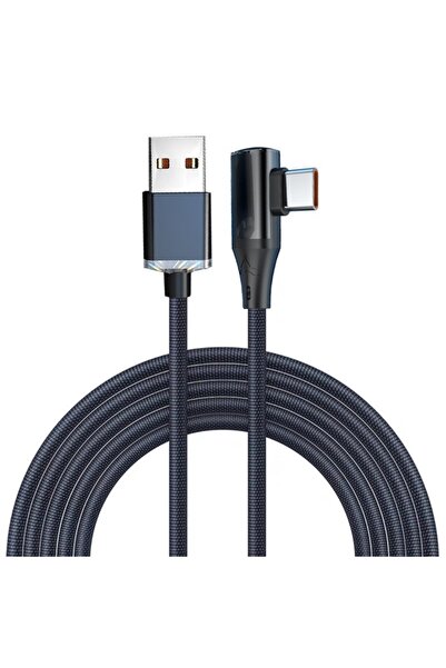 Choice5 كابل USB-C أسود بطول 2 متر، 120 واط، بزاوية 90 درجة، كابل شحن سريع ون...