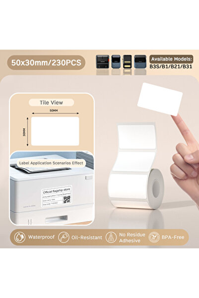 Choice3 White 5030 Niimbot White Adhesive Label Waterproof Sticker Round Pape...