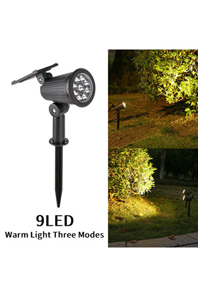 choice2 أضواء WARM LIGHT 9 LED تعمل بالطاقة الشمسية، زاوية قابلة للتعديل، طري...