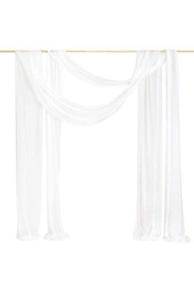 Generic White Wedding Arch Draping Fabric 1 Panels Extra Long Gauze Drapes Sh...