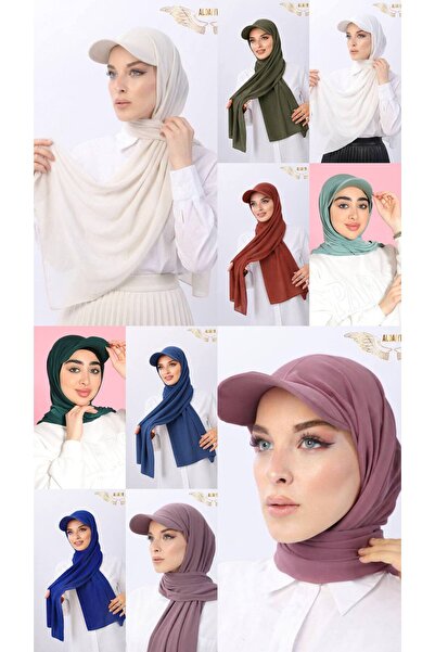 ALDAIYR 10 Pcs Ready-Made Shawl Hijab with Hat and Bonnet Sandy