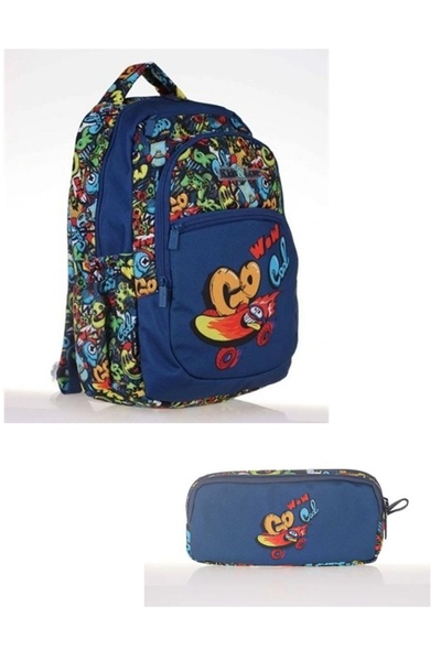 KAUKKO L5088 Kids&Love Skatebord Design Primary School Bag and Pen Holder Set...