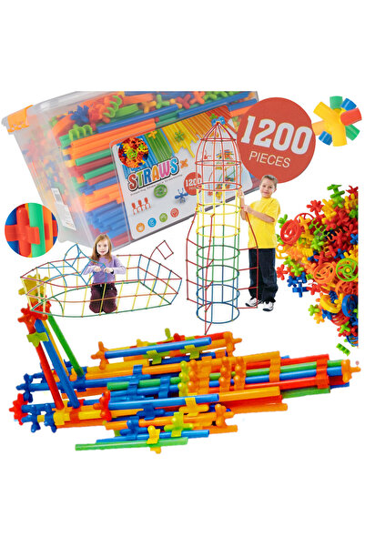 Stator Set de blocuri mari de construcție pentru copii, tuburi și bețe, 1200 ...