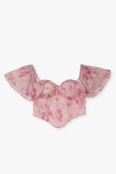 NO BRAND Top corset roz cu model, cu volane și detaliu cu fermoar, Boohoo 40