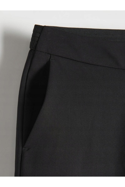 NO BRAND Pantaloni clasici negri din material textil, cu talie elastică, Smoo...