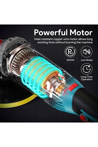 NO BRAND Mașină de lustruit auto 1200W, 6 trepte, 150-3500 RPM