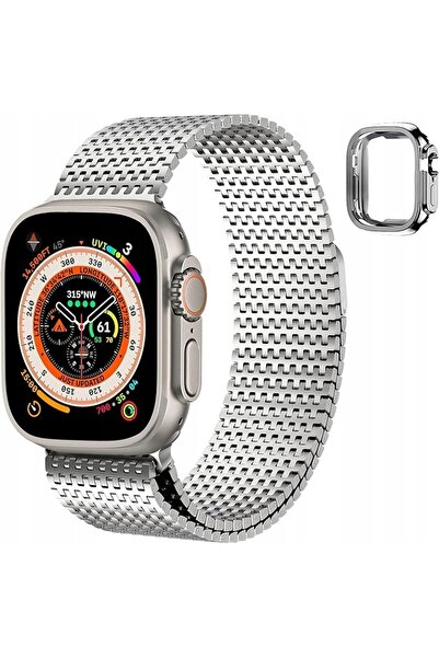 NO BRAND Brățară argintie Fullmoossaa pentru Apple Watch Ultra 9/8/7/6/5/4 49...