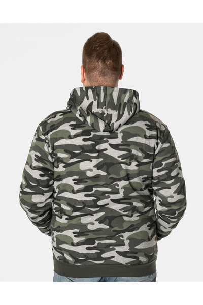 NO BRAND Hanorac sport casual pentru bărbați, camuflaj, din bumbac, cu fermoa...