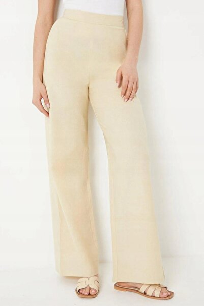 NO BRAND Pantaloni clasici bej cu picior larg și talie înaltă Smooth Oasis 36