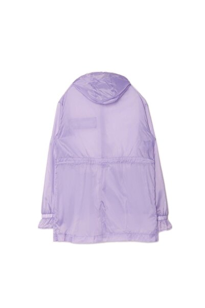 NO BRAND Parka mov transparentă cu glugă, cu buzunare subțiri, m