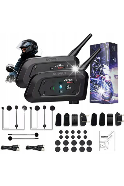 NO BRAND 2X Intercom Motocicletă Bluetooth V6 Plus Impermeabil IPX65 1500m