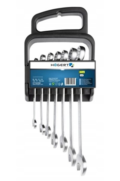 NO BRAND Set de chei fixe Hogert, 7 piese, dimensiuni 8-19 mm, CRV HT1W490-1