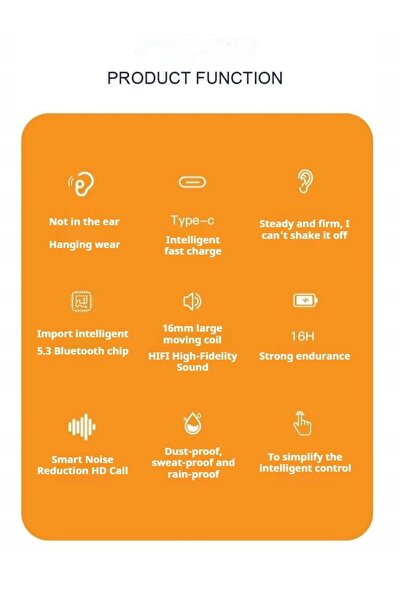 NO BRAND Căști wireless Bluetooth cu conducție osoasă pentru sport și alergar...