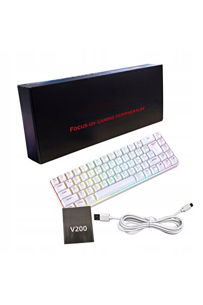 NO BRAND Tastatură cu 68 de taste, Engleză/Rusă, RGB, Albă
