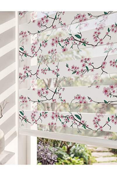 AD Home ADHOME Sakura Kiraz Çiçekleri Dijital Baskılı Bahar Esintisi Zebra Pe...