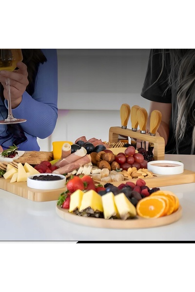 NO BRAND Platou din bambus pentru brânzeturi și tapas cu accesorii și suport
