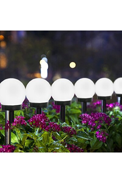 NO BRAND 8X Lampă solară de grădină cu țăruș, bilă LED albă de 10cm