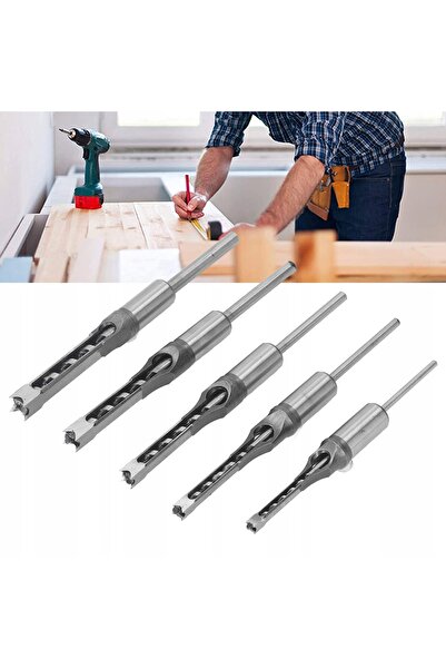 NO BRAND Burghie pentru găuri pătrate HSS 6,4-12,7mm Set 5 buc.
