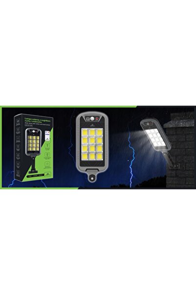 NO BRAND Lampă solară stradală de exterior LED cu senzor de mișcare și teleco...