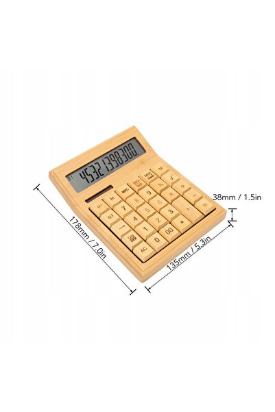 NO BRAND Calculator din bambus, alimentat solar, ecologic, Calculator 4R