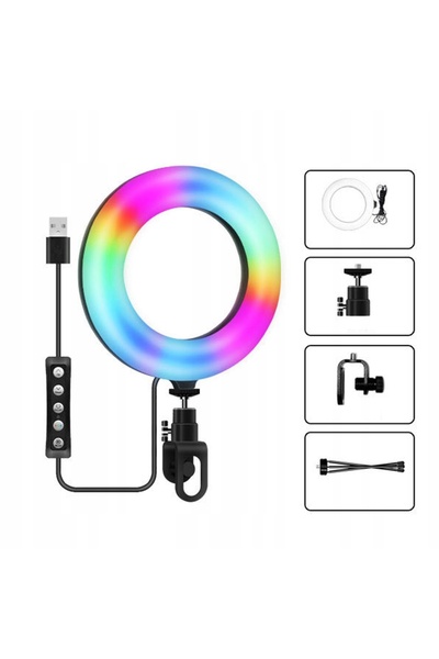 NO BRAND Lampă inelară RGB de 13 " (33cm) cu trepied și suport telefon