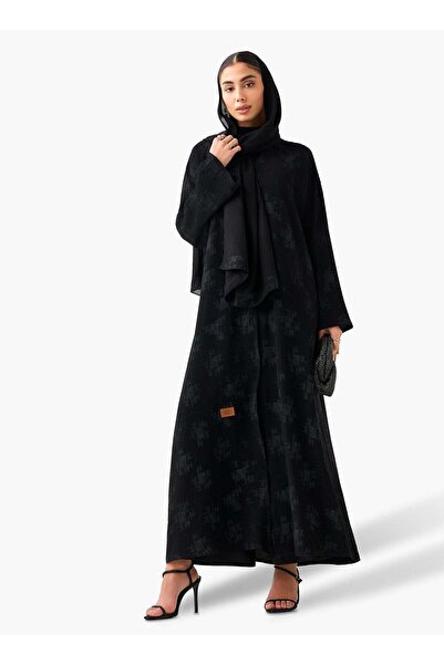 Azria Fashion عباءة سوداء مطبوعة