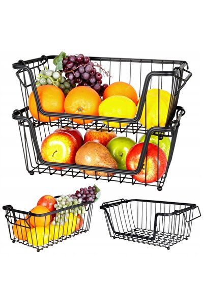 Vilde Patera metalică neagră cu 2 niveluri pentru fructe și legume