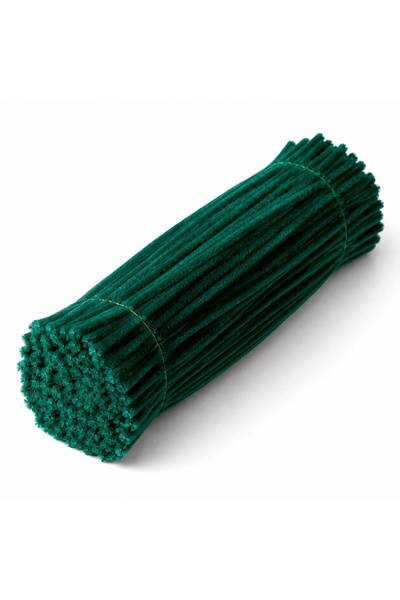 Çınar Çiçekçilik & Malzeme 100 Adet 8mm Zümrüt Yeşil Şönil 30cm, Tüylü Peluş ...