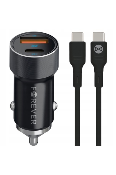 NO BRAND Încărcător auto rapid USB / USB-C 20W + Cablu pentru iPhone 27W